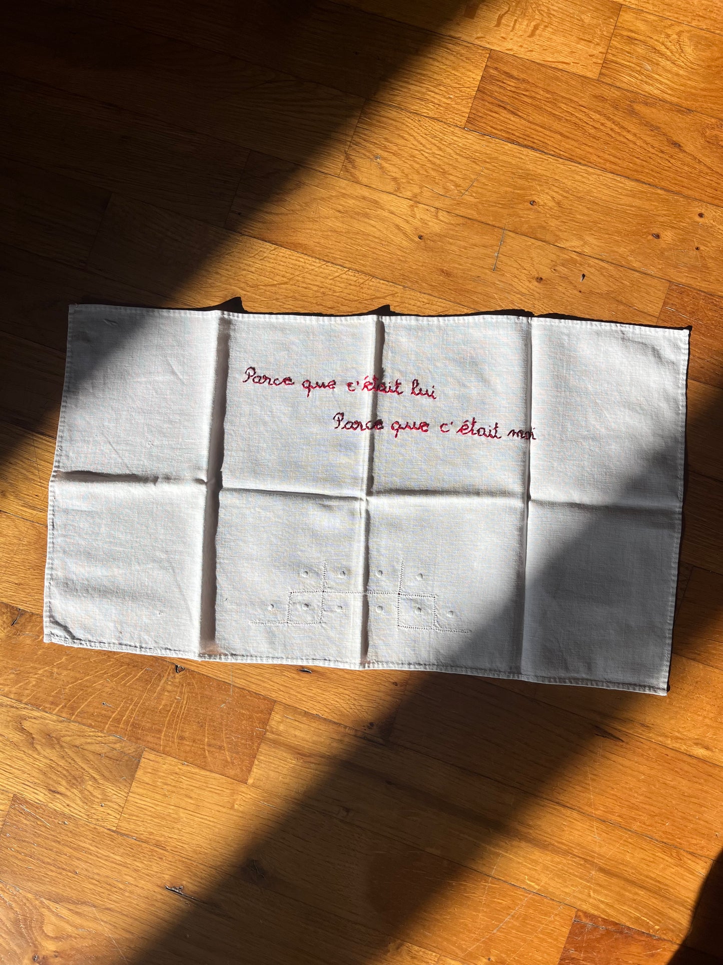 Parce que c'était lui – Hand-embroidered artwork