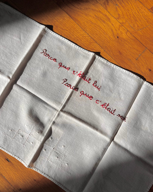 Parce que c'était lui – Hand-embroidered artwork