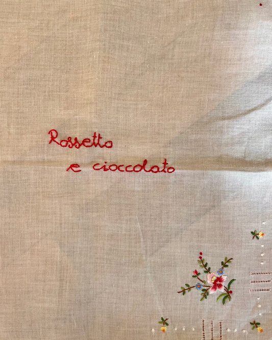 Rossetto & cioccolato – Hand-embroidered artwork
