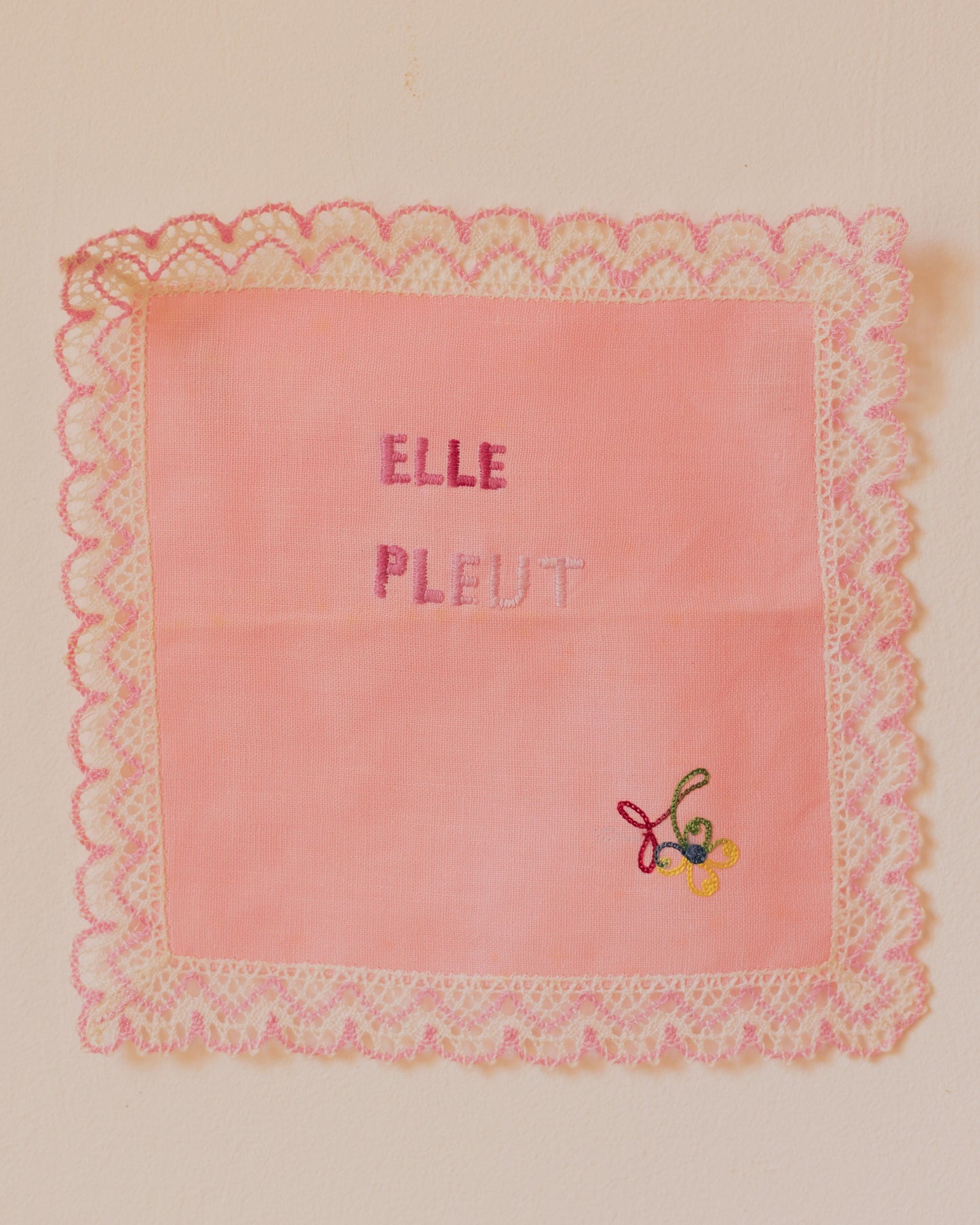 Elle pleut – Hand-Embroidered Artwork