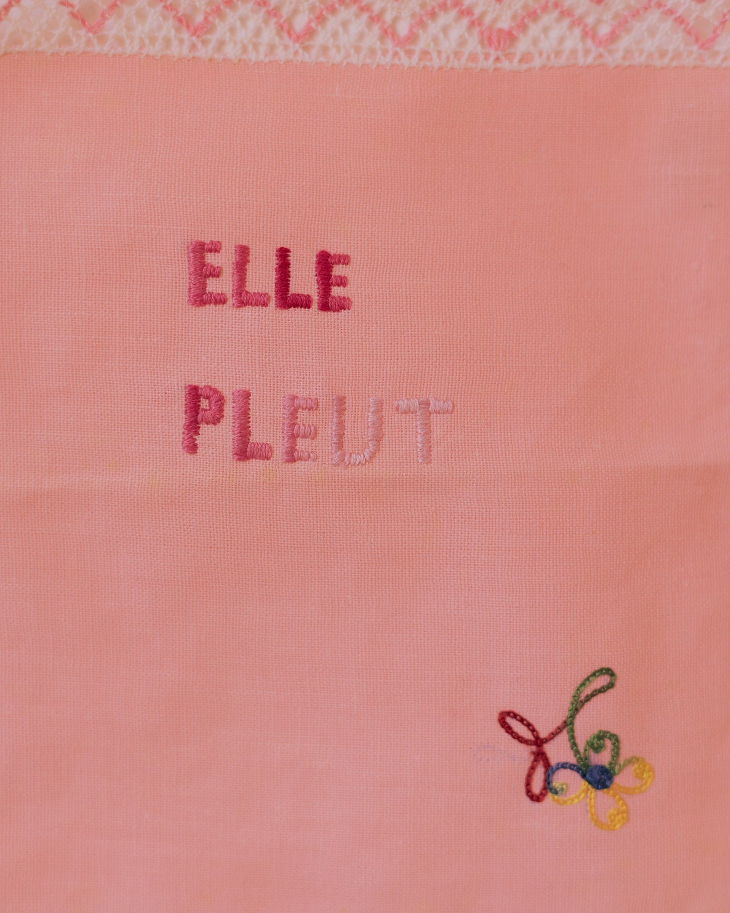 Elle pleut – Hand-Embroidered Artwork
