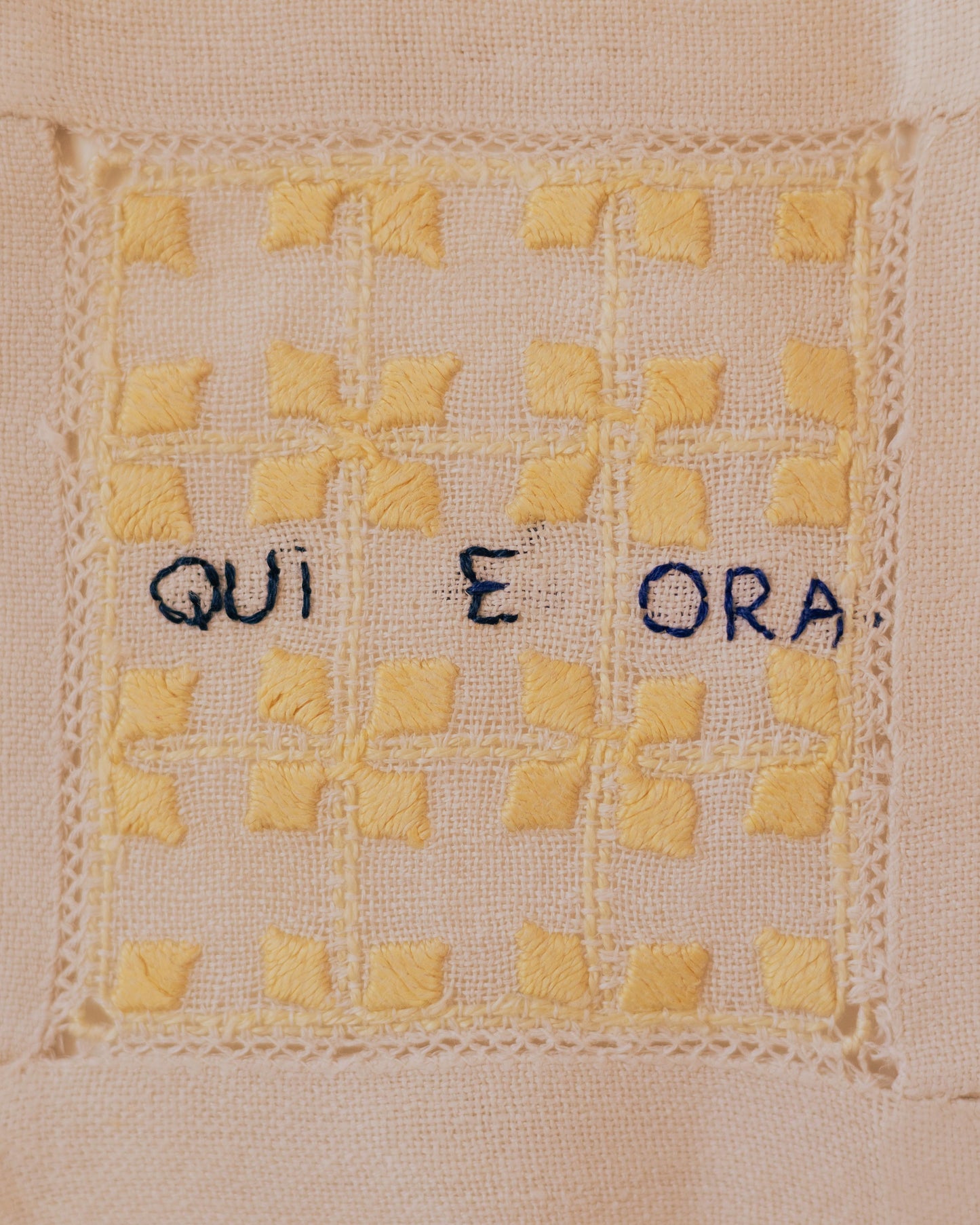 Qui e ora – Hand-Embroidered Artwork