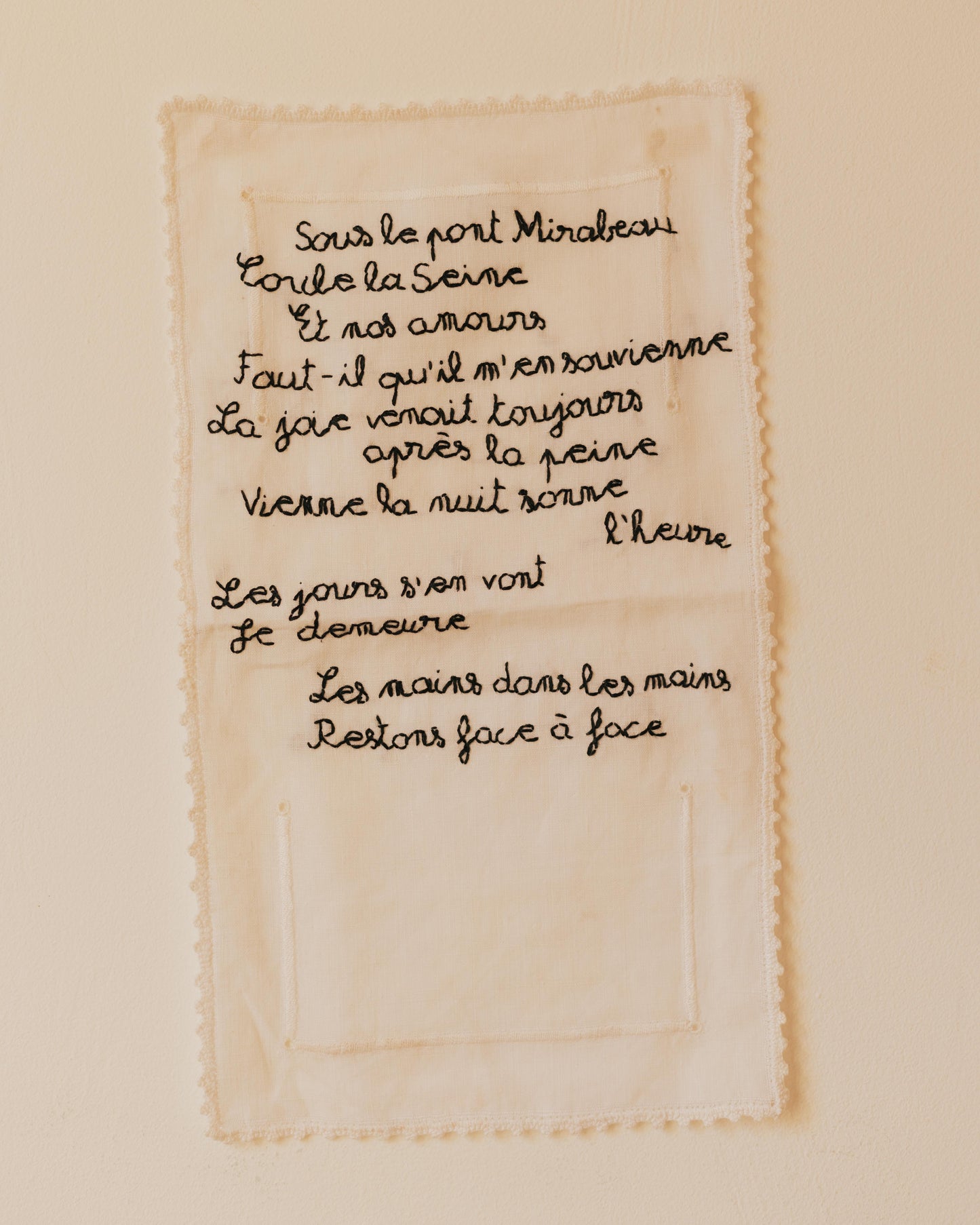 Le Pont Mirabeau – Hand-embroidered artwork