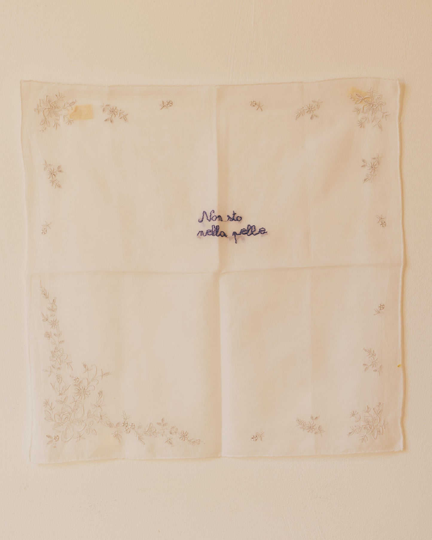 Non sto nella pelle – Hand-embroidered artwork